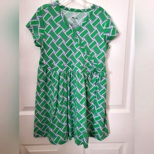 DVF Green Purple Geometric Kids Dress Girls 6/7